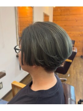 リドルヘアー 石井町店(Riddle HAIR) ブリーチオンカラー　オリーブ　緑　透明感　ダブルカラー