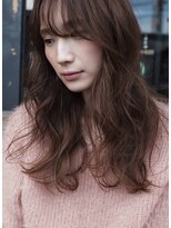 ヘアデザイン ソラ(Sola)&nbsp;ゆるふわ無造作ウェーブロング×シースルーバング×ベージュ