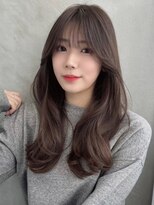 ソヨン 金山店(SOYON)&nbsp;韓国風/小顔/レイヤーカット/シースルーバング/黒髪/ネビージュ