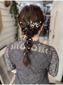 編みおろしポニー　ヘアセット　結婚式　同窓会　20代30代