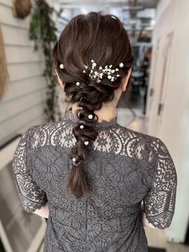 ジゼル 博多筑紫口店(GiseL) 編みおろしポニー　ヘアセット　結婚式　同窓会　20代30代