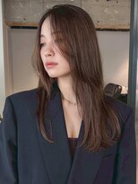 シオン(shion)&nbsp;おくれ毛暗めカラーロング顔周りレイヤーグレージュ_F1025