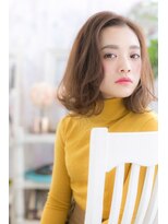 ミック ヘアアンドメイク アップ 駒込店(miq Hair&Make up)&nbsp;オレンジブラウンで透け感ルーズヘア…かき上げ色っぽミディ