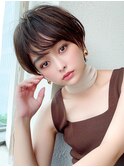 大人ショート/ココアベージュカラー/透け感ショートボブ
