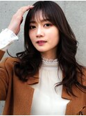 #2wayバング #ミディアムレイヤー #韓国風くびれヘア