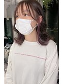 インナーカラーとくびれミディアム#ベビーピンク 栄美容院20代