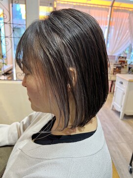 キャメル ヘアーデザイン(Camel hairdesign) セクションカラー×ブラウン×脱白髪染め透け感バング ハニボブ