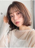 顔まわりカットレイヤーカットワンカールパーマくびれぽぷボブ