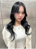 韓国レイヤーカット/くびれ巻き/ワンカール/ブルーブラック