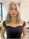 ミルクティーベージュカラーレイヤーカットウルフカット韓国