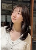 【中澤彩乃】ミディアムレイヤーカットグレージュ前髪韓国吉祥寺