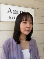 アミュレ ヘア サロン(Amule hair salon)&nbsp;暗めアッシュブラウン顔周り顎レイヤーカット2026