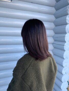 クレエ ヘアー デザイン(creer hair design) 大人可愛い艶カラーパープルグレージュシースルーバングセミディ