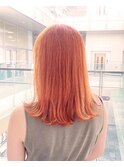 ロング×オレンジカラー×ブリーチカラー