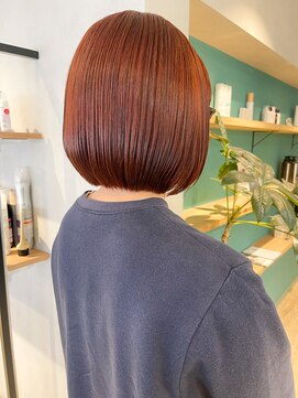 エミス バイ メルト 吉祥寺(emis by melt) 【堀惠】ミニボブオレンジブラウン吉祥寺ブリーチ無しWカラー