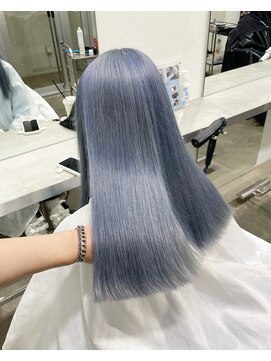 ジーナ オモテサンドウ(XENA) ブルーカラー×水色カラー×ブルーシルバー×ケアブリーチ