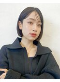ミニボブ/ボブ/切りっぱなしボブ/小顔ヘア/暗髪/20代30代40代
