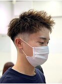 アップバング短髪ツイストスパイラルブリーチパーマツイスパ