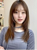 【MINX】くびれヘアアプリコットオレンジハイライトカラー表参道