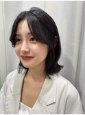 外ハネボブ イメチェンカット センター分け 韓国ボブ HR-154