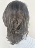 バレイヤージュカラー 白髪ぼかしハイライト