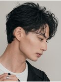 渋谷メンズサロンミディアムウルフシャドウパーマセンターパート