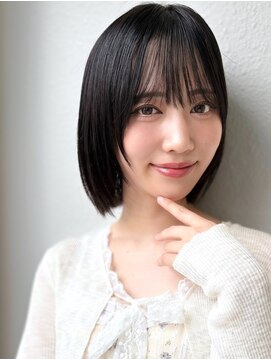 カバーヘア 上尾西口店(COVER HAIR) 切りっぱなしボブ/黒髪/顔周りレイヤー/ブリーチなしカラーp上尾