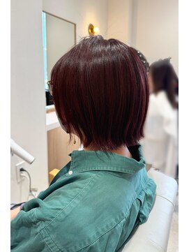 アビエブラン 若江岩田(abije blanc) ショートボブ×カシスボルドーカラー【若江岩田】
