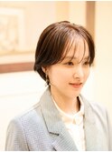 透け感前髪の大人ショートボブ