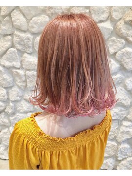 モアナ バイ ヘッドライト 沖縄東崎店(Moana by HEADLIGHT) Moana東崎#オレンジベージュ#ダブルカラー#毛先ピンク
