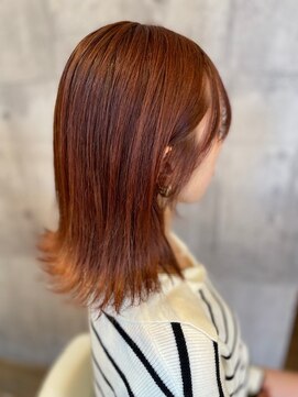 アズビー(azBBB) 【佐賀/ａｚＢＢＢ】外ハネ×ブリーチなしオレンジベージュ