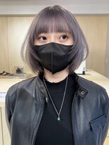 バベル アット フルリール 甲子園口(BABEL at fleurir)&nbsp;ボブレイヤー髪質改善ラベンダーグレーブリーチカラー顔まわり