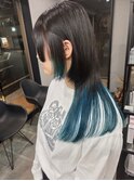 ロングウルフ/インナーカラー/グリーン/エンドカラー/ブリーチ