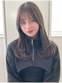 韓国レイヤーロング美髪グレージュアッシュインナーグレージュ