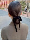 #ベルベットリボンアレンジ　#リボンヘアセット