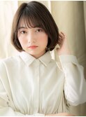 丸みボブ/小顔ボブ/オリーブアッシュ/小顔カット/顎ラインボブe