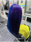 【派手髪】blue × purple【ツートンカラー】