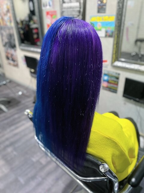 【派手髪】blue × purple【ツートンカラー】