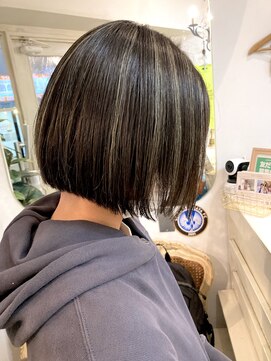 シェノン(CHAINON) 白髪ぼかしにも◎オリーブグレージュハイライトボブ梅ヶ丘美容室