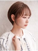 大人可愛い20代30代40代黒髪前下がりひし形小顔ボブ丸みショート