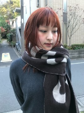 フェンヘアーアイス 中目黒(Fen.hair ici) ブリーチなしダブルカラーアプリコットオレンジレッドピンク韓国