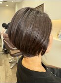 40代～の白髪染め×しみる人ノンジアミンカラー丸みショート
