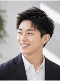 スパイキーショートアップバングニュアンスパーマ