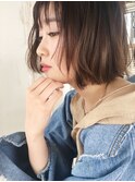 小顔切りっぱなしボブ☆グレージュカラーひし形シルエット