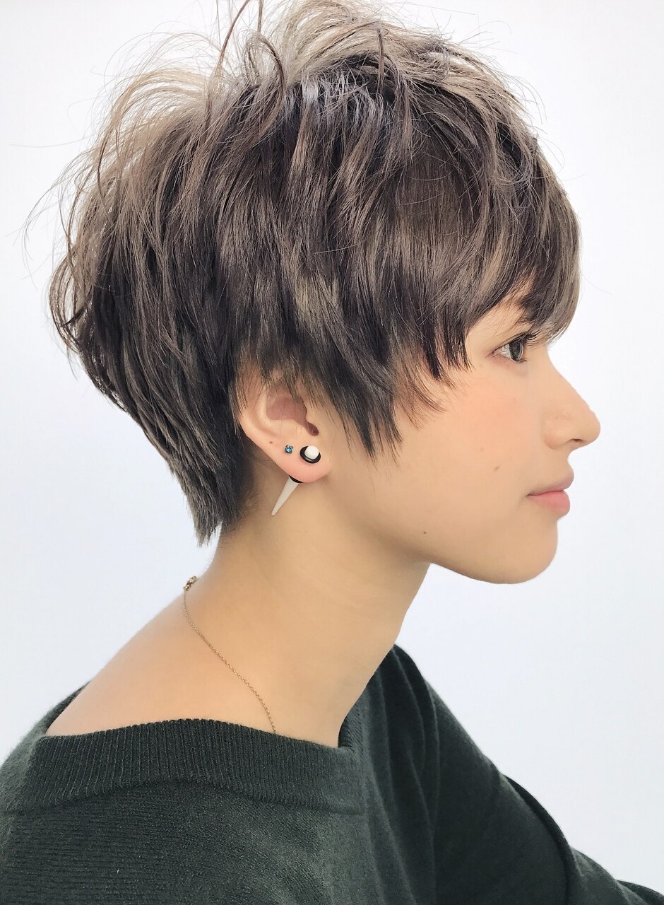 グラデーションシルバーミンク　ショートジレ シルバーホワイトやり方レシピあり【外国人風グラデーション