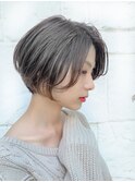 【東 純平】小顔に見える前下がりショートボブ+グレージュ