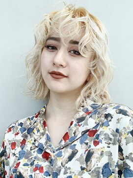 アルバム 銀座(ALBUM GINZA) ウエーブボブ_オリーブカラーセミウェットウェーブ_8101