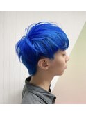 ダブルカラーブルーヘアー　ブリーチして青髪です！