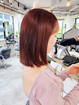 エイス 梅田 中津(Ace) きりっぱなしボブ　ローズピンクカラー