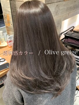 アイヴィ 表参道(IVY) オリーブグレージュ グレージュ 透明感カラー 顔周りカット